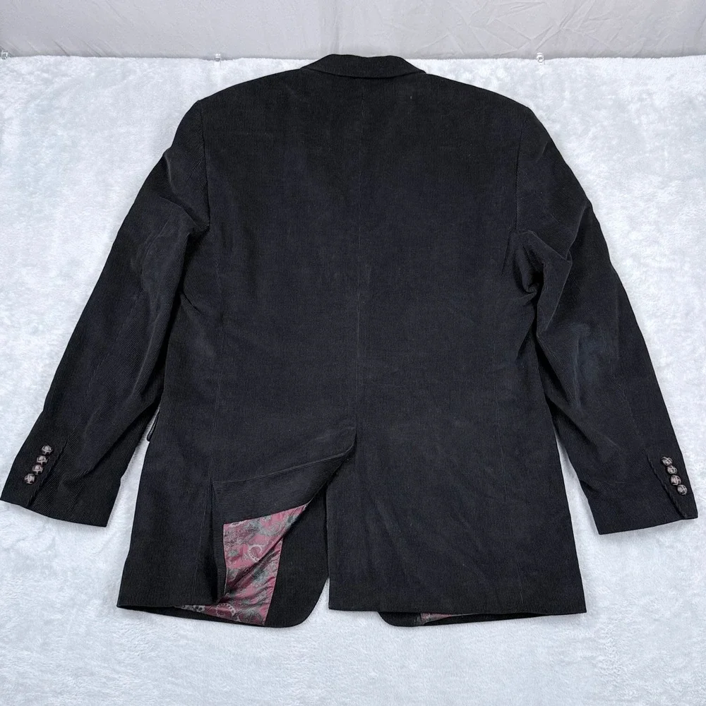 Lauren Ralph Lauren Corduroy Blazer Mens 44L Dark Brown Paisley Lined Sport Coat